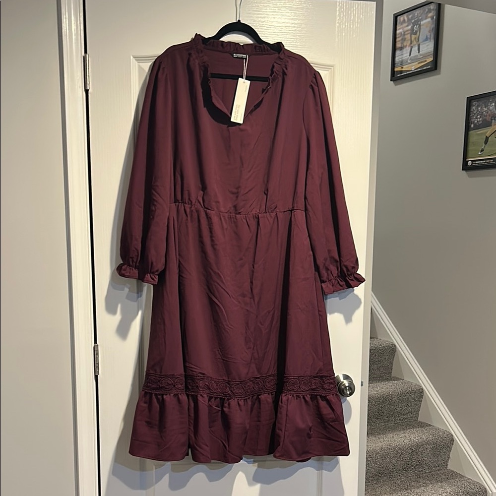 BloomChic Burgundy Midi Dress